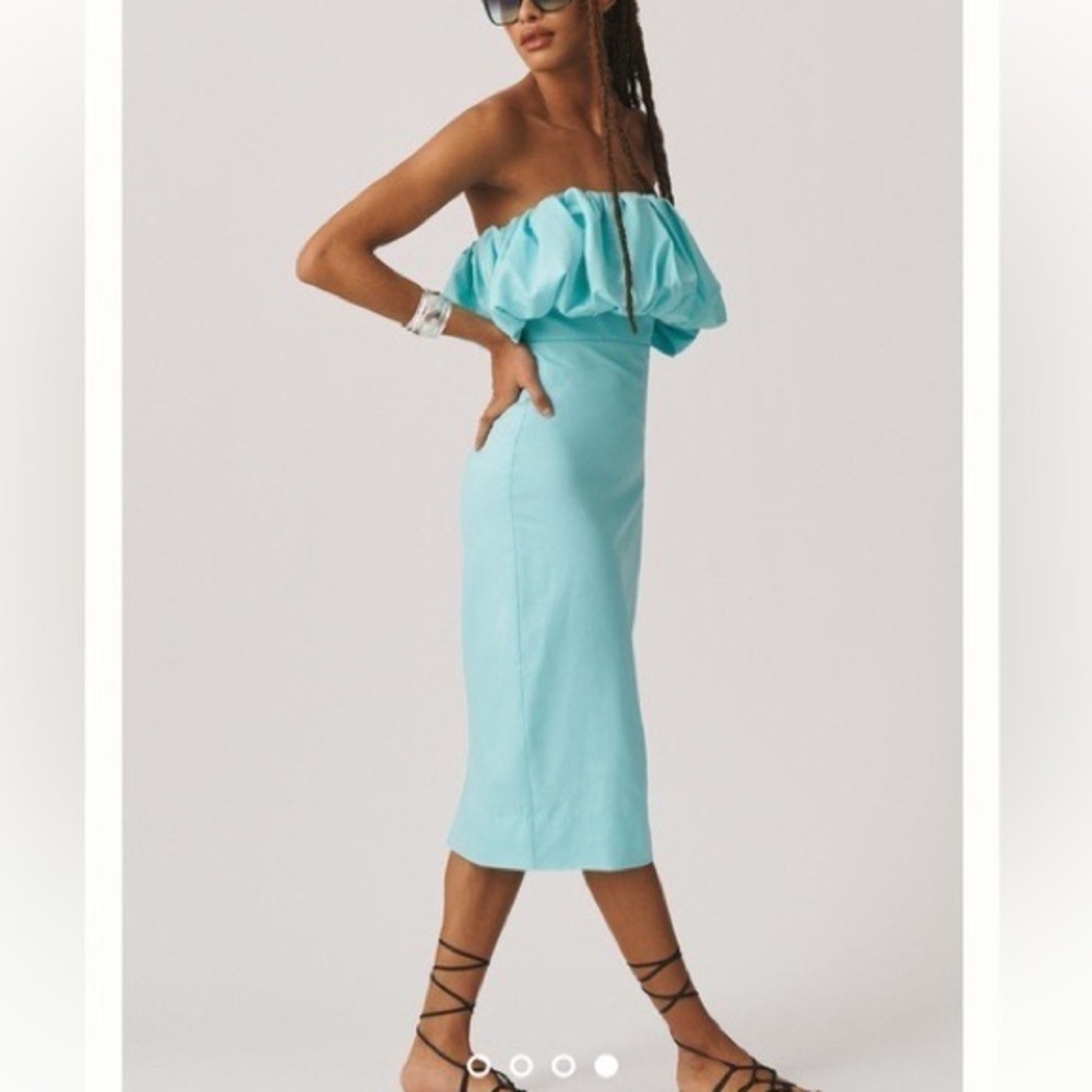 NWT Anthropologie LET ME BE SLIM BUBBLE DRESS blue XS